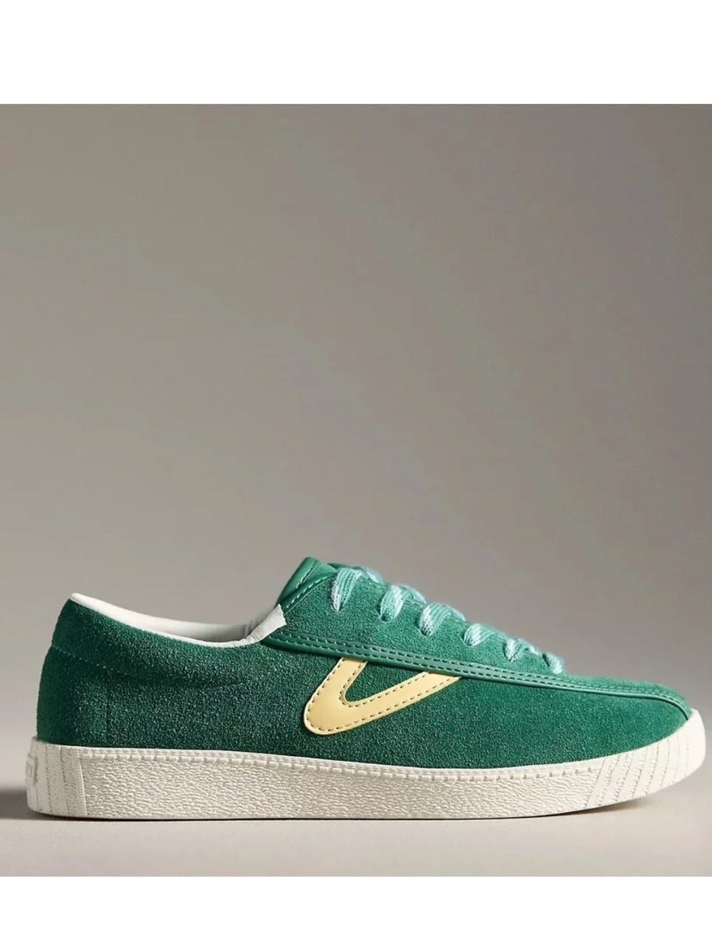 Tretorn Green Suede Sneakers with Yellow Accent